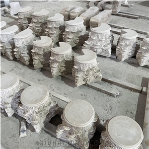 High Quality Hand Carved Marble Column Capital Stone Pillar