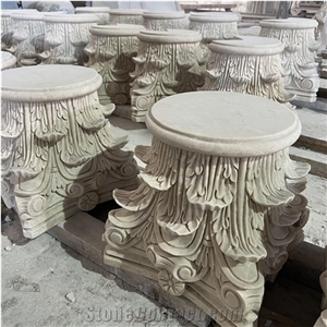 High Quality Hand Carved Marble Column Capital Stone Pillar