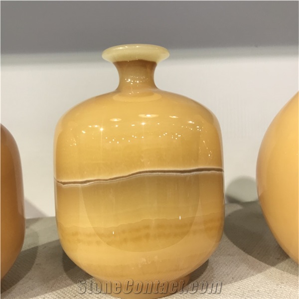 Luxury Natural Honey Onyx Vases For Home Decoration