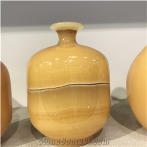 Luxury Natural Honey Onyx Vases For Home Decoration