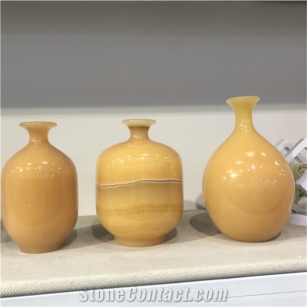 Luxury Natural Honey Onyx Vases For Home Decoration