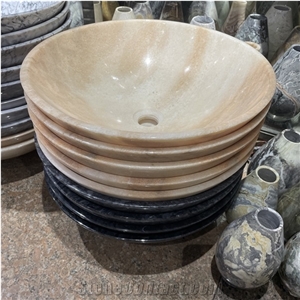Luxury Round Yellow Onyx Bathroom Sink For Home Decor