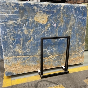 Luxury Translucent Blue Onyx Slab For Background Wall