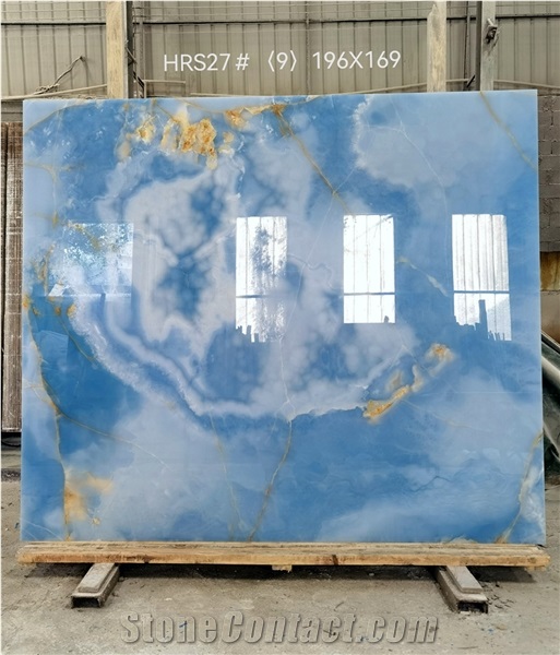 Luxury Translucent Blue Onyx Slab For Background Wall