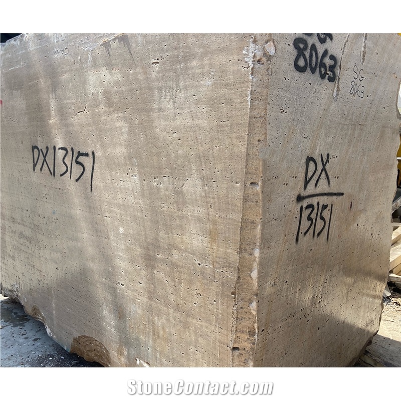Natural High Quality Beige Travertine Block For Sales