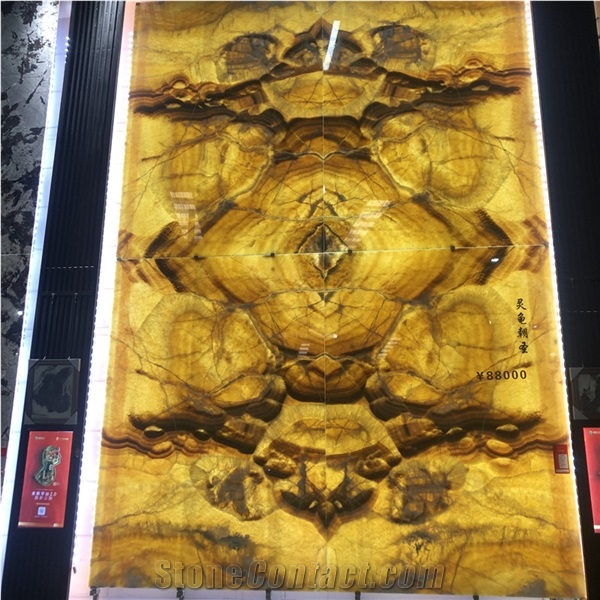 Natural Stone Book Match Led Backlight Yellow Onyx