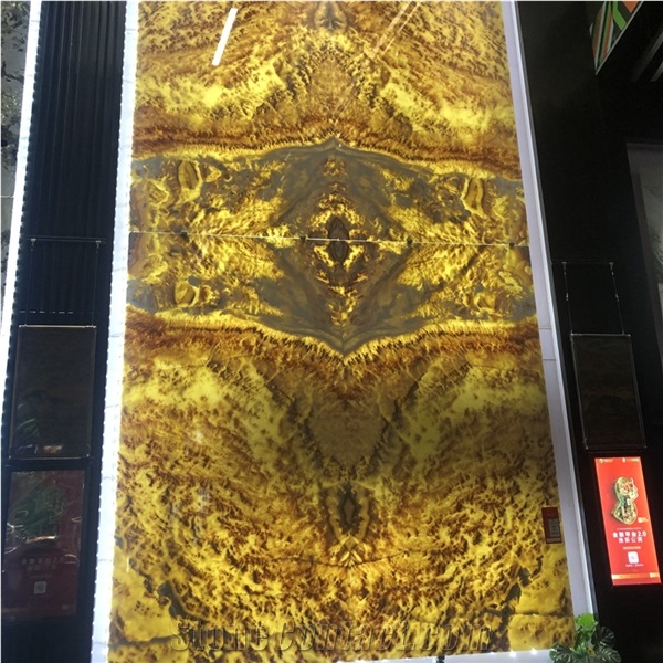 Natural Stone Book Match Led Backlight Yellow Onyx