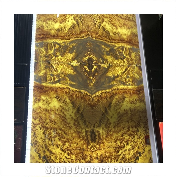Natural Stone Book Match Led Backlight Yellow Onyx