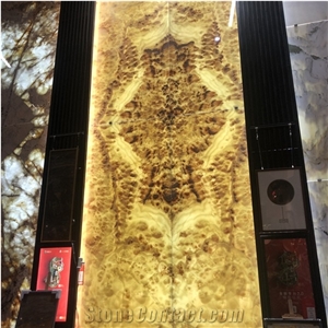Natural Stone Book Match Led Backlight Yellow Onyx