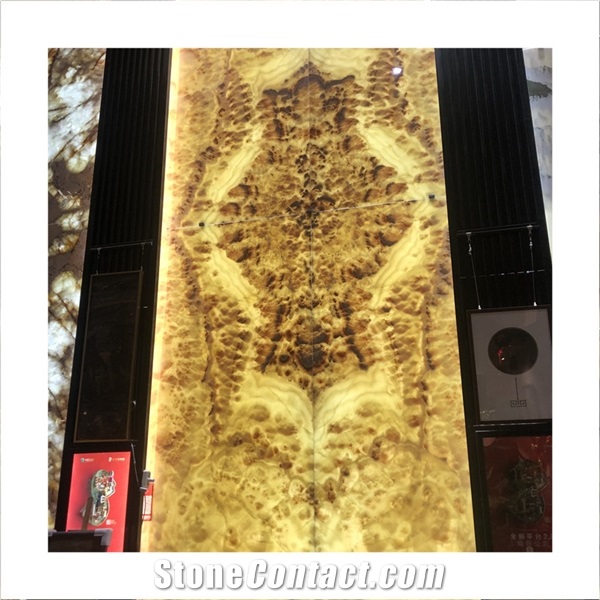 Natural Stone Book Match Led Backlight Yellow Onyx