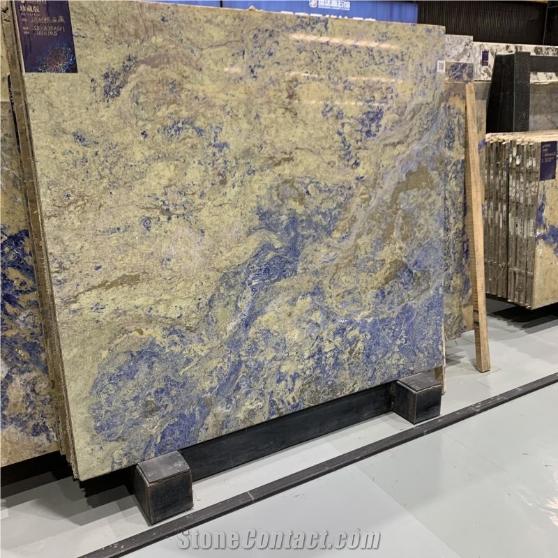 Polished Blue Sodalite Marble Slab Tile For  Background Wall
