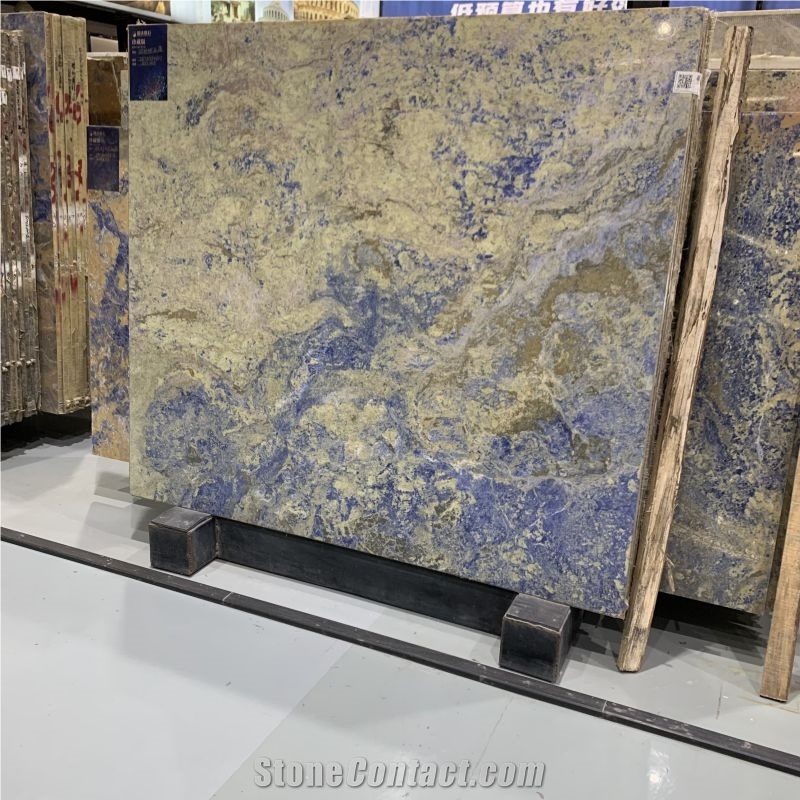 Polished Blue Sodalite Marble Slab Tile For  Background Wall