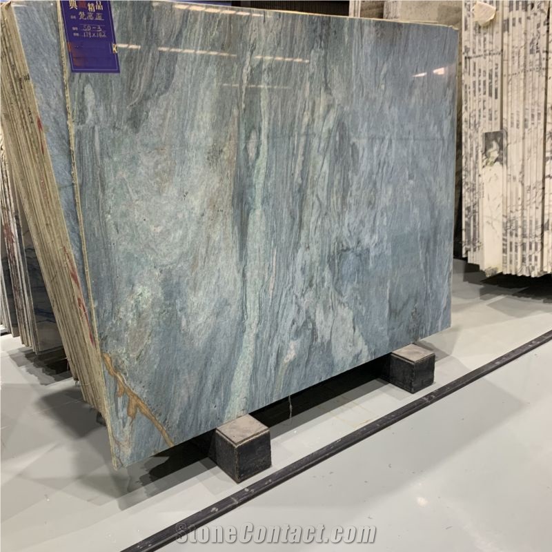 Polished Blue Van Gogh Quartzite Tile Slab Floor & Wall Tile