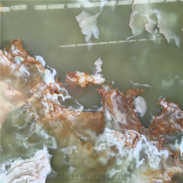 Polished Dark Green Onyx Slab For Floor And Wall Tiles