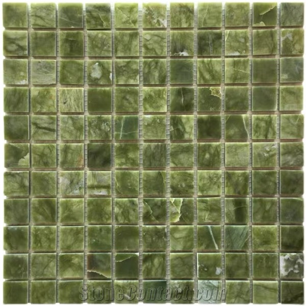 Polished Light Green Marble Mosaic Tiles For Swimming Pool