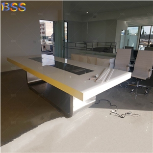 10 Ft Conference Table Office Quartz Stone Rectangle Shape