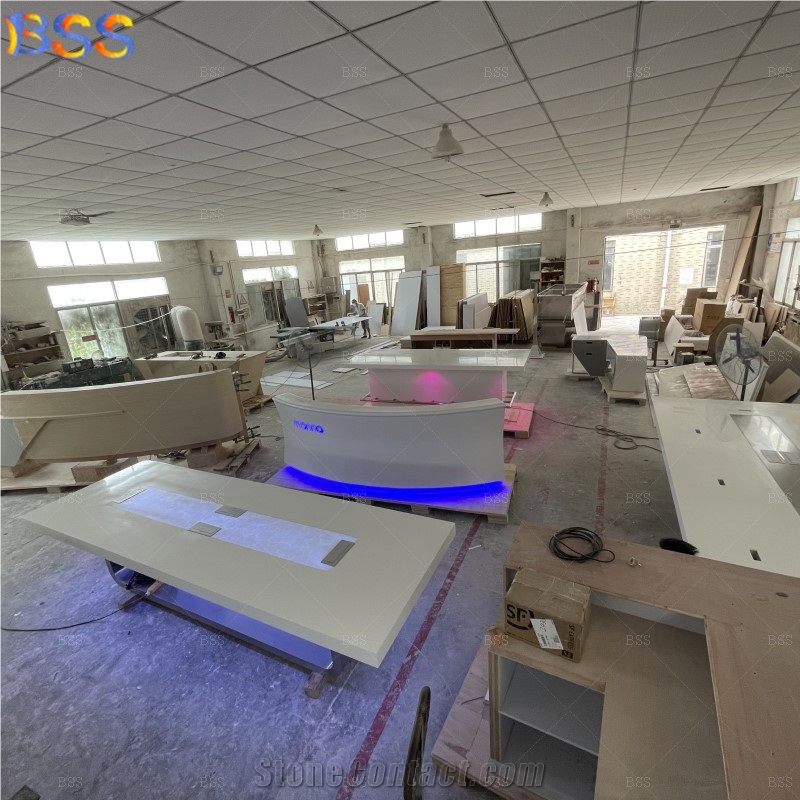 10 Ft Conference Table Office Quartz Stone Rectangle Shape