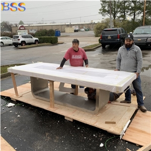 10 Ft Conference Table Office Quartz Stone Rectangle Shape