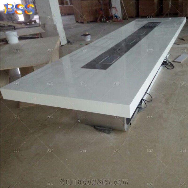 12' White Conference Table With Chairs Contemporary Office