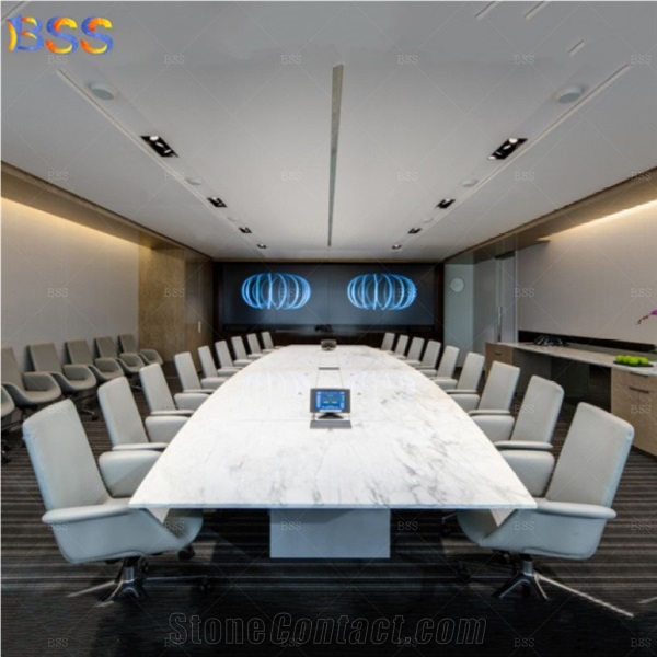Aritificial Marble Conference Table, Boat Shaped Meeting Table
