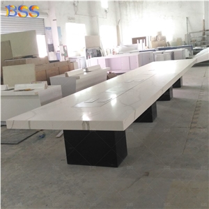 Artificial Marble Large Conference Table With Power Outlet 24' Long