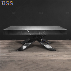 Black Conference Table Design Luxury 10Ft Quartz Stone Top