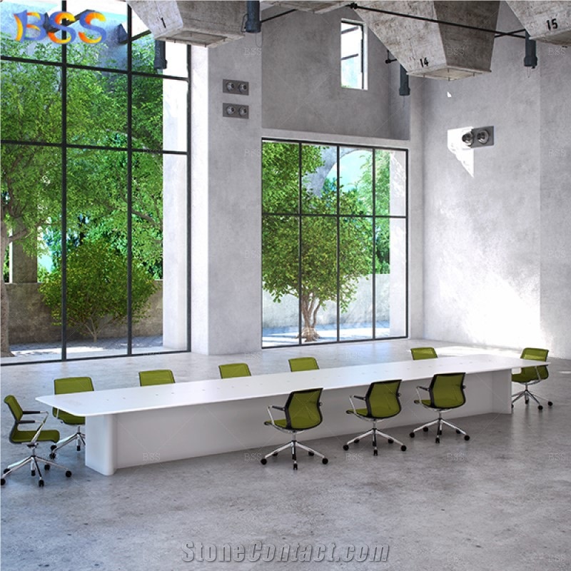 Long Conference Table With Chair White 22 Seater