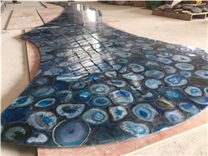 Backlit Blue Agate Semiprecious Stone Wall Cladding Panels Backlit Blue Agate Semiprecious Stone Wall Cladding Panels