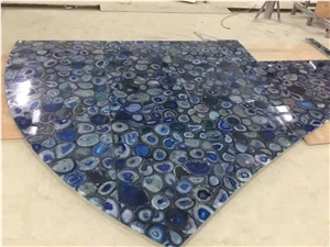 Backlit Blue Agate Semiprecious Stone Wall Cladding Panels