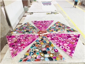 Backlit Rose Pink Agate Semiprecious Stone Gemstone Floor