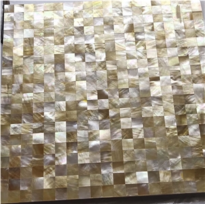 Gold Mother Of Pearl Shell Mosaic Tile MOP Tile For Kitchen