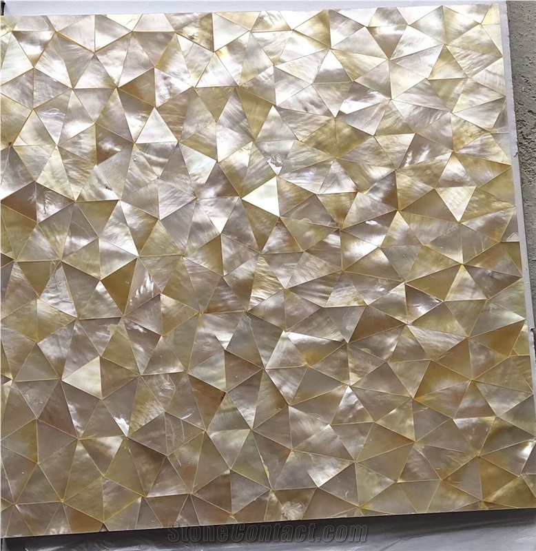 Yellow Pearl Shell Mosaic Tiles MOP Triangle Pattern Mosaic
