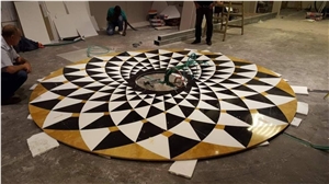 Classic Design Crema Marfil Dark Emperador Waterjet Carpet