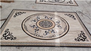 Classic Design Crema Marfil Dark Emperador Waterjet Carpet