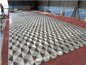 Classic Design Crema Marfil Dark Emperador Waterjet Carpet