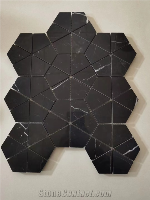 Diamond Chips Marble Mosaic Nero Marquina Hexagon Mosaic