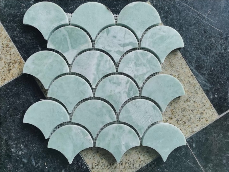 Green Marble Mosaic Tiles China Green Fan Shape Backsplash Mosaic Tiles