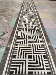 Marble Green White Waterjet 3D Mosaic Floor Carpet Medallion