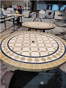 Marble Mosaic Table Tops Round Stone Waterjet Coffee Table