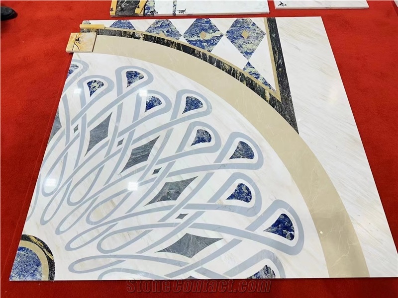 Marble Palissandro Waterjet Hotel Lobby Floor Art Medallions