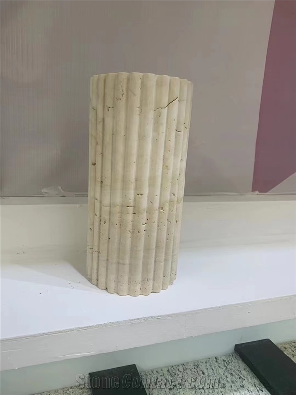 Travertine Plinth Side Coffee Table Stone Office Furniture