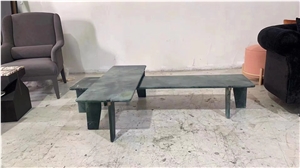 Travertine Plinth Side Coffee Table Stone Office Furniture