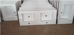 Pure White Acrylic Top Double Sink Bathroom Top, Solid Surface Vanity Unit
