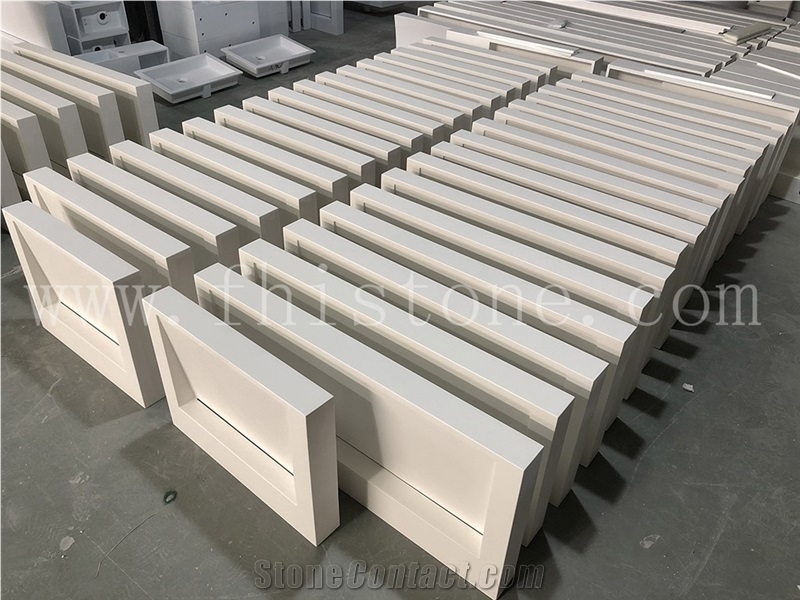 Pure White Acrylic Top Solid Stone Vanity Top Bathroom Top Unit