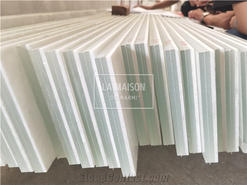 Crystal Onyx White Composite Laminated Glass Panels