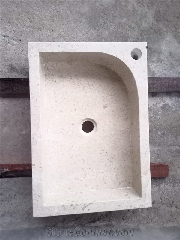Ivory Cream Marble Square Washbasin