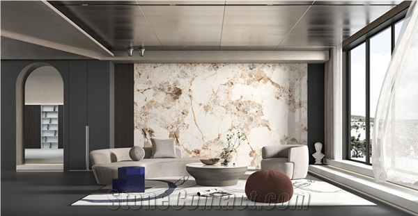 1600*2700MM  GLOSSY PULPIS GOLD  PORCELAIN SLAB