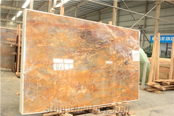 China Van Gogh Emperor Red Yellow Marble Polished Slabs
