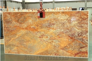 China Van Gogh Emperor Red Yellow Marble Polished Slabs
