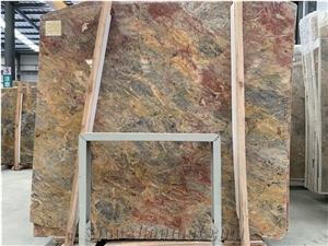 China Van Gogh Emperor Red Yellow Marble Polished Slabs